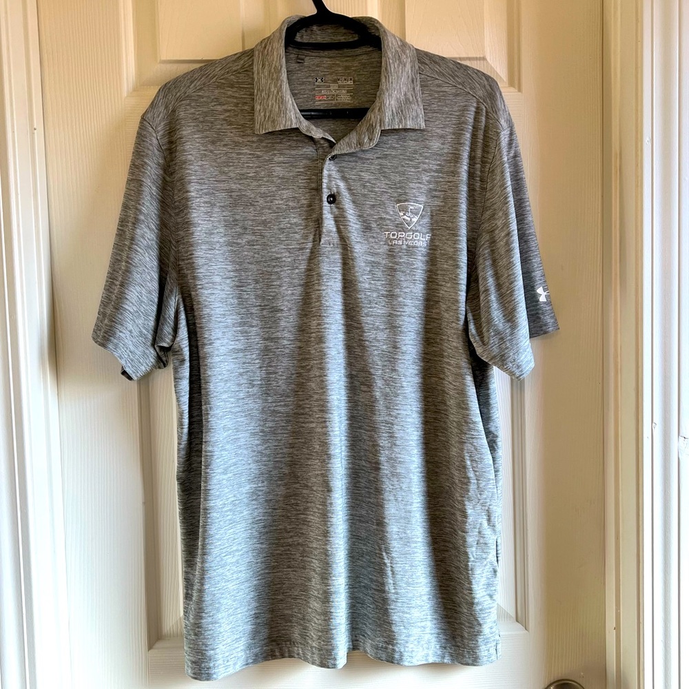 Topgolf Under Armour Mens polo Medium heathered light gray like new
